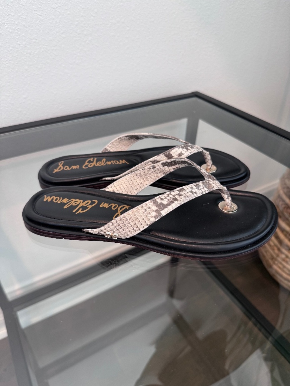 Sam Edelman Remi Women's Roccia Snake Leather Sandals Flip Flops 6.5